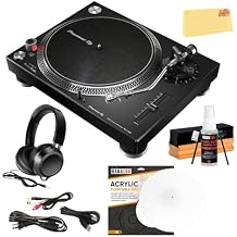 Pioneer PLX-500 Direct Drive Turntable - Black Bundle with Headphones, Slipmat, Cleaning Kit, and Austin Bazaar Polishing Cloth