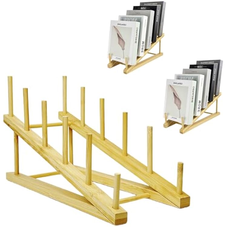 3 Pcs Wood Book Stand for Display, Tabletop Book Display Puzzle Rack Easel Holder for Vendors, 5-Tier Portable Kids Bookshelf Counter Retail Display for Magazine Art Print