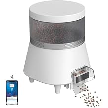 Automatic Pond Fish Feeder, Programmable Bluetooth APP Timer, Battery and USB 5V Powered, Large Outdoor Rainproof Koi Fish Feeder, Capacity 4L White, WP8623B