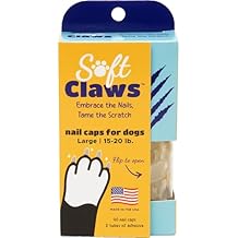 Soft Claws Dog Nail Caps, 40 Large Nail Caps, Made in USA - Vet Developed, Safe & Non-Toxic Easy to Apply Claw Covers | Protects Furniture & Skin, Natural