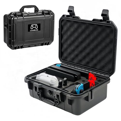 Nintendo Switch Carrying Bag, Hard Professional Waterproof Switch Case for Switch, Controllers, Small Docking Station & Other Accessories AC Charger Storage Case, Large Capacity