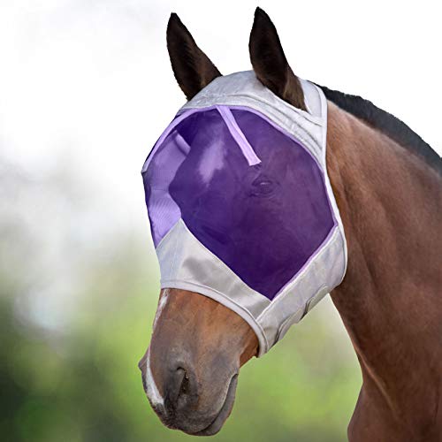 Harrison Howard CareMaster Thick Fleece Padding Translucent Fine Mesh Horse Fly Mask Standard SilverPurple Retro Large Full Size