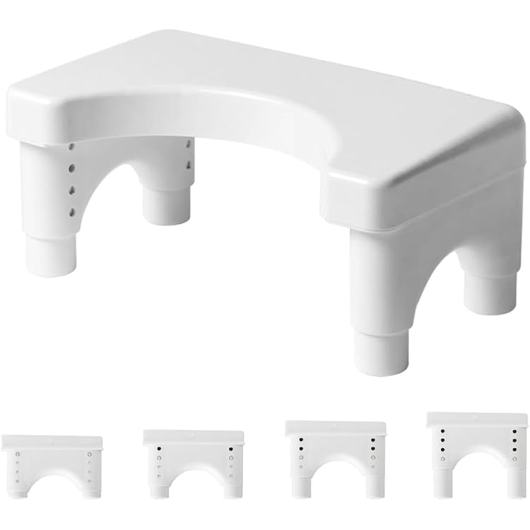 Toilet Stool,Poop Stool Adult for Bathroom Toilet Stool Squat Adult White, Plastic Feet