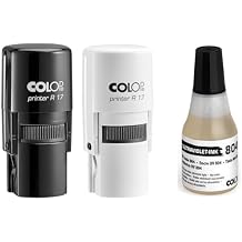 COLOP Printer R17 Event Hand Stamp Set Bundled Additional UV Ink, Special Event Supplies, Multiple Print Designs, Self-Inking, 10 Designs, 2 Stamps