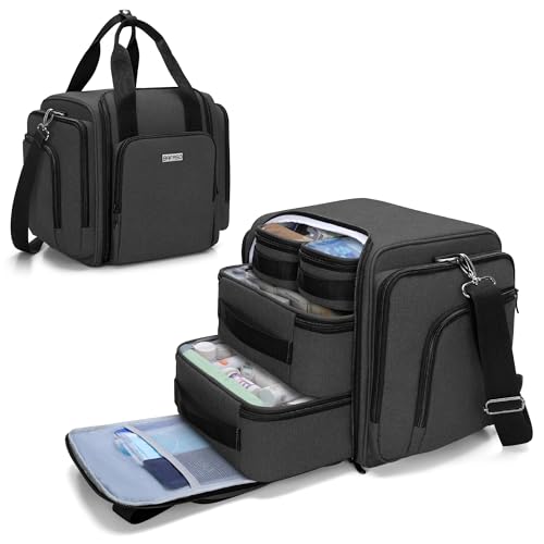 BAFASO Large Pill Bottle Organizer with 4 Inner Removable Pouches, Medicine Bag Come with Shoulder Strap BAG ONLY, Black