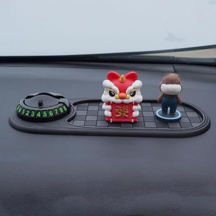 Multifunction Car Anti-Slip Mat,Car Dashboard Mobile Phone Holder,Multifunctional Vehicle Mounted Anti Slip Mat with Temporary Parking Numbe for Phones, Keys, Gadgets Gray