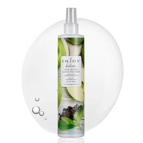 Enjoy Holistic Heat Active Leave-In Treatment - Thermal Protectant & Heat Activated Shine Spray - Professional Blow Dry Primer for Smooth, Soft Hair - All Hair Types - 10.1 fl oz