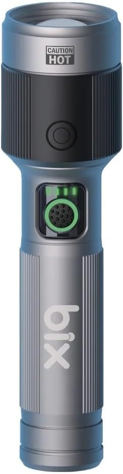 Bix Flashlight BX2101FL 30W LED, Max. 1450 Lümen Parlaklık ve 690 Metreye Kadar Uzun Menzilli Şarj Edilebilir, LED Güç Göstergeli Çok Modlu Acil Durum ve Kamp Kompakt El Feneri [Enerji Sınıfı A]
