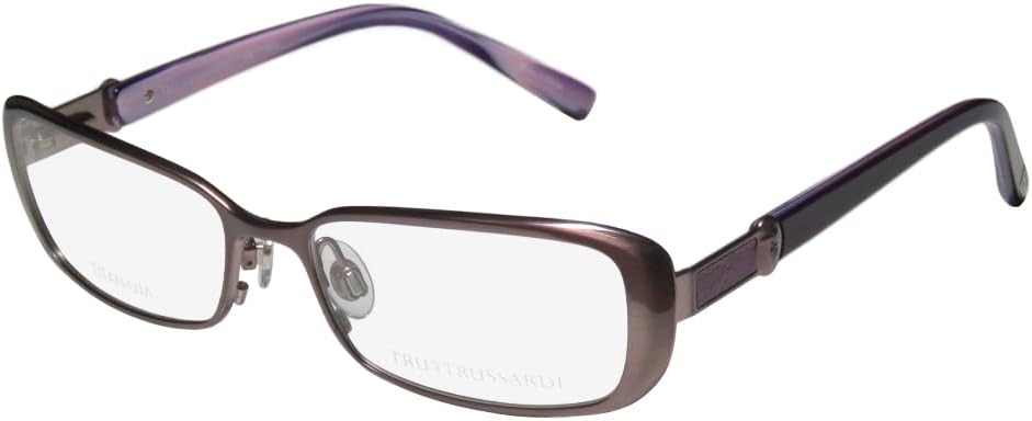 Trussardi 12507 For LadiesWomen Designer Full-Rim Shape Titanium Flexible Hinges Optical EyeglassesSpectacles 53-16-135, MauveViolet