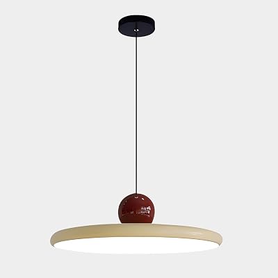 KCO Lighting Flat Round LED Pendant Light Retro Pendant Light Fixtures Cream Dome Mid Century Modern Dimmable LED Hanging Light Farmhouse Metal Pendant Lights Kitchen Island