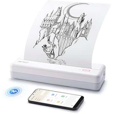 iDPRT MT890 Portable Wireless Printer - with Thermal A4 Paper, Bluetooth Inkless Printer for TravelHome, Support US Letter&A4&A5 Size, Mobile Printers Compatible with iOS, Android & Laptop - White