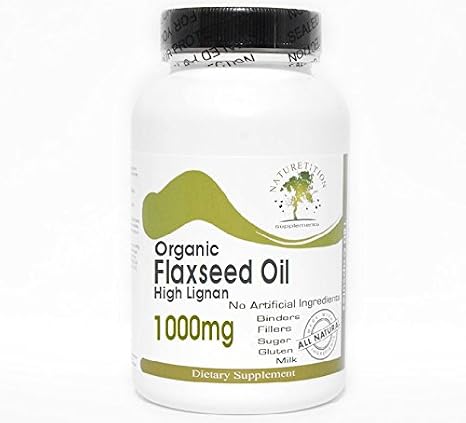Organic Flaxseed Oil High Lignan 1000mg ~ 200 Capsules - No Additives ~ Naturetition Supplements