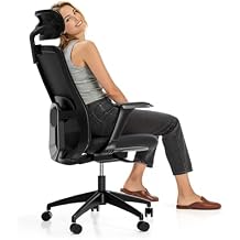 Desktronic Ergonomic Office Chair Adjustable Desk Chair with Lumbar Support, Headrest, Armrests, Breathable Mesh Back, Height Adjustment, Comfortable Home Office Chair for Long Hours