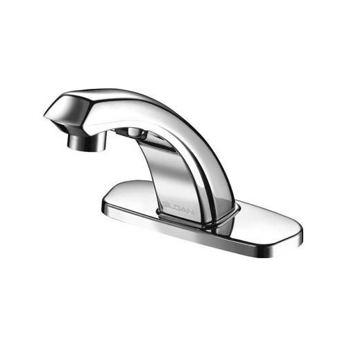 Sloan 3365034 NA Optima ETF-880 Sensor Activated Electronic Hand Washing Faucet with Metal Throat Plate, for Tempered or HotCold Water Operation with 4" Trim Plate. Box Mount with Above Deck Mechanical Mixing Valve ETF-880-4-B-ADM CP