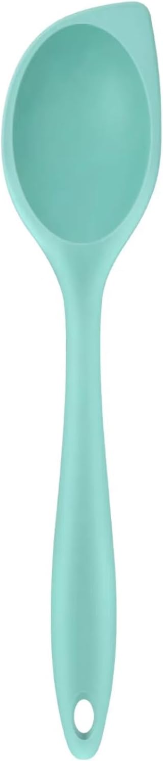 Silicone Corner Spoon Solid, Heat Resistant Rubber Spoonula for Mixing, Serving, Scraping, Non-stick Solid Cooking Spoons