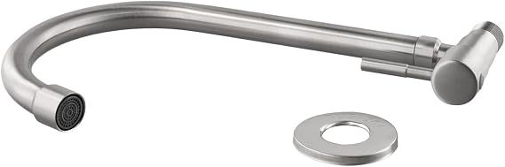 304 Steel Wall-Mounted Kitchen Sink Faucet with 360° Rotating Spout, Single Cold Tap Modern Bathroom & Utility – Silver(M)