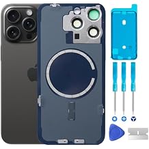 Original Back Glass Replacement for iPhone 15 Pro Max Rear Back Cover Glass Waterproof and Camera Lens+Professional Repair Tool Kit (Black Titanium