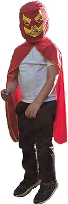 NOVELTY GIANT  Luchador Mexican Lucha Libre Red & Yellow Wrestling Mask & Cape
