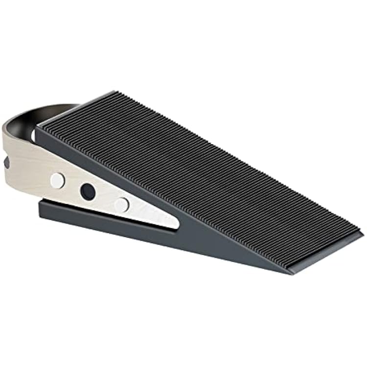 Shackcom Rubber Door Stopper Wedge, 1 Pack Black Heavy Duty Door Stop Suitable for All Floor Types, with Stainless Steel Hangers for Easy Storage, Prevents Unwanted Slams and Bumps