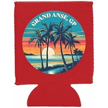 Grand Anse Guadeloupe Beach Palm Souvenir Neoprene Can Hugger Red