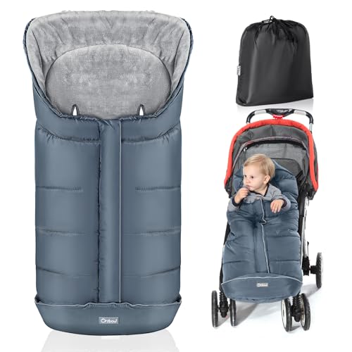 Orzbow Warm Bunting Bag Universal, Stroller Sleeping Bag Cold Weather, Waterproof Toddler Footmuff Grey, Large