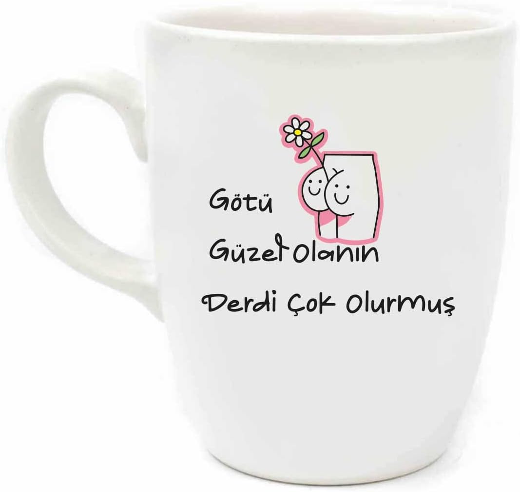 Götü Güzel Olanın Derdi Çok Olurmuş Krem Oval Kupa - Hediyelik Kupa Fincan Mug