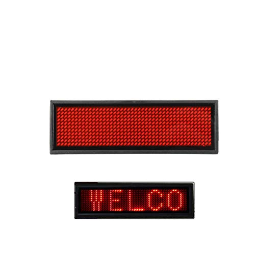 LED Name Message Tag, Scrolling Name Badge Rechargeable Pin Magenta Price Tag Reusable Business Card Screen with 4411 Pixels Programming for Restaurant Shop Party Bar ExhibitionWindows Only Red