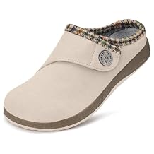 Eagsouni Women's Men's Wide Width Slippers Suede Fuzzy Slippers Winter Warm Fur Lined Slip on House Shoes Outdoor with Removable Cushion Footbed