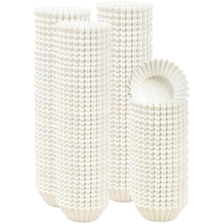 qiqee 600 Count Mini Cupcake Liners White Muffin Liners Food Grade Baking Cups Paper No SmellsSmall Size