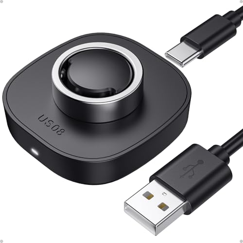 Travel-Friendly Smart Ring Charger, Compatible with Ring Gen3 Charger Size 8, Fast and Safe Charging with USB-C Cable Black - Essential for Smart Ring Users
