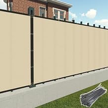 Patio 8' x 20' Fence Privacy Screen Beige Heavy Duty Windscreen Fabric Mesh Fencing Porch Screens, Outside Lattice Panels Chain Link Fences Deck Railing Cover for Outdoor Wall Backyard Balcony Pool