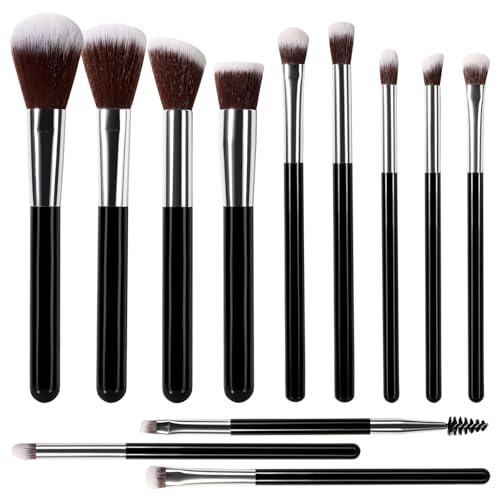 Makeup Brush Set 12 Pcs Professional Cosmetic Tools Kit, Synthetic Face Eyeshadow Shadow Blender Brishes, Best Full Pack for Beginner Women Girls, Travel Small Big Cute Cheap Makup Brish Brochas de