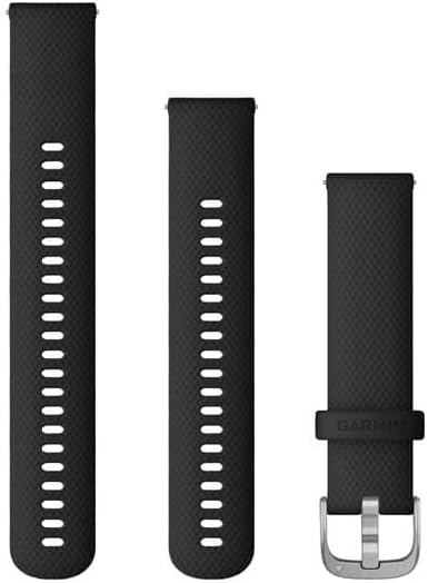 Garmin 010-12932-18 Band, Quick Release 20mm, Black Silicone w/Silver Hardware