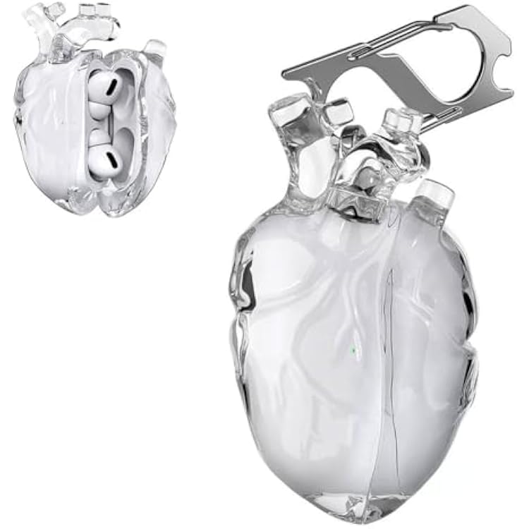 Heart-Shaped Protective Case for AirPods 4,Soft Liquid Silicone Transparent Protective Case with Keychain, Fantasy Design for Airpod 4 Case with Full Protection Against Drops Transparent