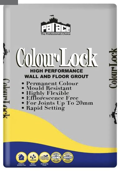 PALACE Colour-Lock Tile Grout, Midnight Black, 3kg, Mould-Resistant, Water-Repellent, for Wall & Floor Tiles
