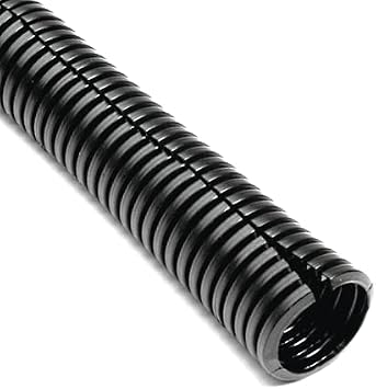 1/2" Wire Loom, Black 125C Nylon Split Sleeving, 3 ft Length