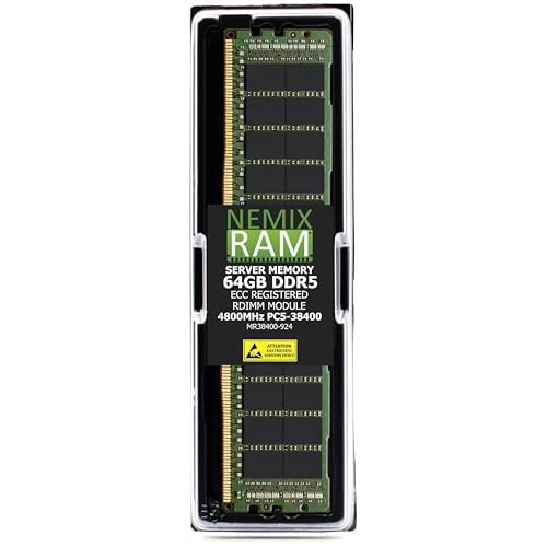 NEMIX RAM 64GB 1X64GB DDR5 4800MHz PC5-38400 2Rx4 1.1V CL40 288-PIN ECC RDIMM Registered Server Memory Compatible with Hynix HMCG94MEBQA102N