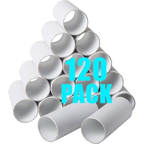 120 Pack Craft Rolls - Thick Cardboard Tubes for Crafts - White Value Bundle 120 Pack
