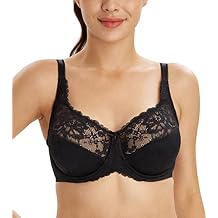 Lemorosy Women's Full Coverage Flower Lace Underwire Unpadded Comfy Minimizer Bra