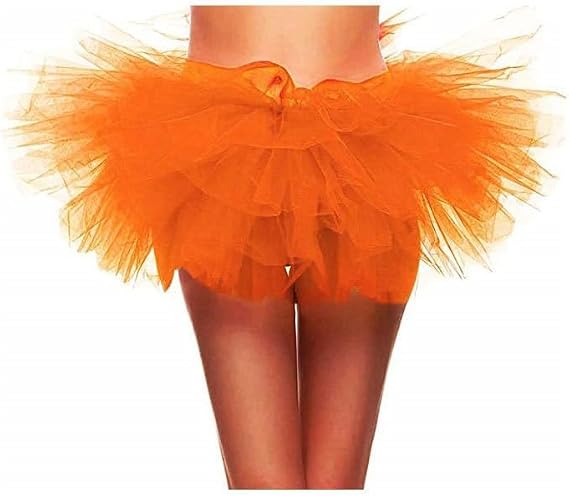ATHX Orange Tutu Skirts for Women Adult 5 Layer Fluffy Tulle Tutu Halloween Costume Accessories 80s Dance Ballet Bubble Skirt