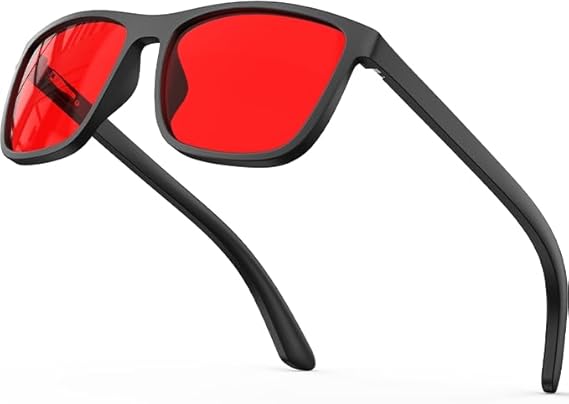 Bloomoak Dark Red Lens Sleep Glasses, 100% Blue & Green Light Blocking Glasses for Better Sleep, Anti Eyestrain Women Men