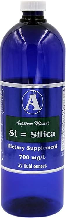 Silica Supplements by Angstrom Minerals - Liquid Ionic Silica Mineral Water 32oz 700ppm