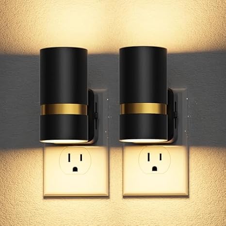 JandCase Night Lights Plug into Wall,2 Pack Color Changing Night Light for Kids, Dimmable Plug in LED Nightlight 3000K Soft Warm for Bedroom, Hallway, Stairs