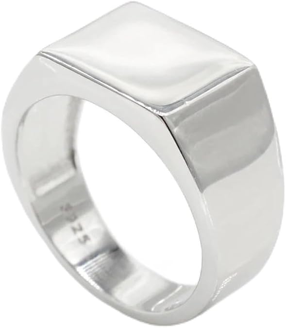 LovePlus Solid S925 sterling silver men's ring, badge ring, men's simple classic little finger ring