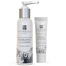 Instant Face Lift + Organic Face Wash - Lifting & Firming Cream to Smooth the Appearance of Wrinkles, Gel Face Cleanser to Refine Pores and Renew Skin