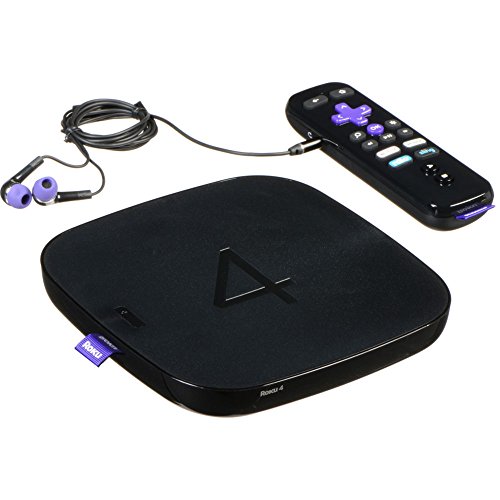 Roku 4 | HD and 4K UHD Streaming Media Player with Enhanced Remote Voice Search, Lost Remote Finder, and Headphone, Quad-Core Processor, Dual-Band Wi-Fi, Ethernet, and USB Port