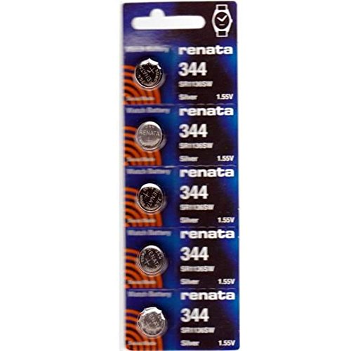 Renata 344 Button Cell watch battery, 5 Pack
