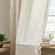 ENJOYBRIDAL Off White Curtains for Living Room 96 Inch Length 2 Panels Boho Drapes Light Filtering Rod Pocket Farmhouse Window Curtain Panels Semi Sheer Crochet Knitted Cream Beige Window Treatment