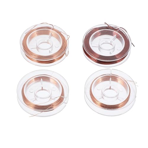 DOITOOL 4 Rolls 10m Copper Wire for DIY Magnet Winding Enameled Copper Wire Set 0.2mm 0.3mm 0.5mm 0.6mm Diameter Conductive for Inductors and Transformers