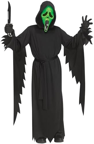 Fun World Boys Ghost Face Fluorescent Green Costume, Large
